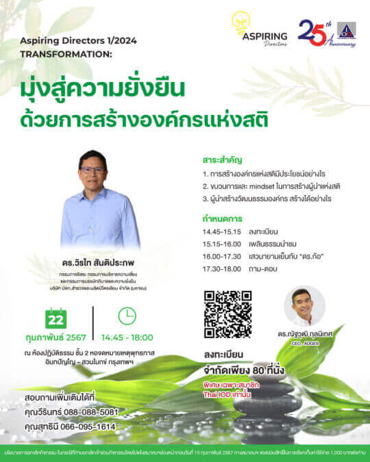 Aspiring Directors 1/2024 Transformation มุ่งสู่ความยั่งยืนด้วยภาวะ